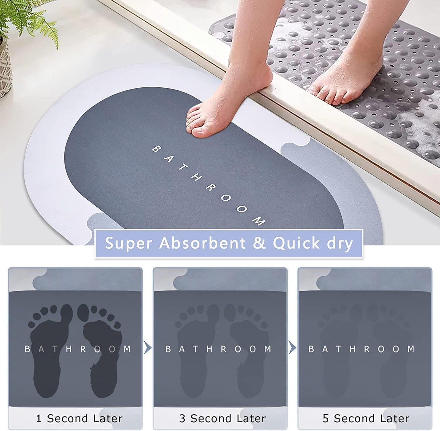 Super Absorbent Bath Floor Mat – Soft, Quick-Dry, Non-Slip